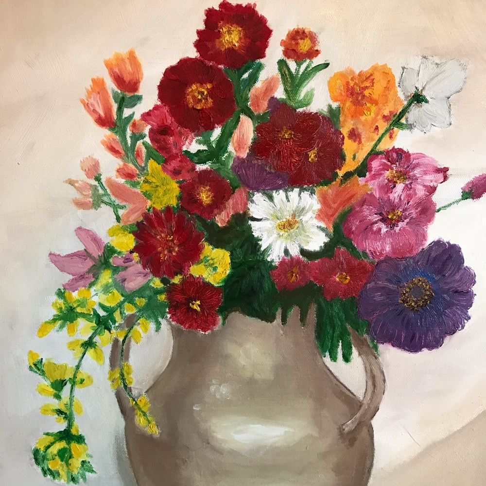 Original Oil Painting flowers Still 15x19”